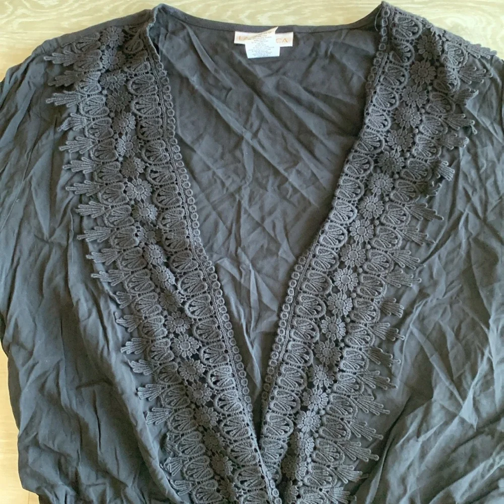 La Blanca Plunging V Cover Up Romper, XL, NWT. Black. - Picture 2 of 8
